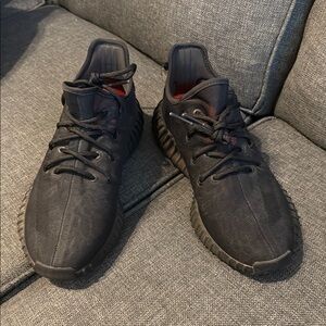 Adidas Yeezy Black Sneakers with Knit Upper and Boost Sole